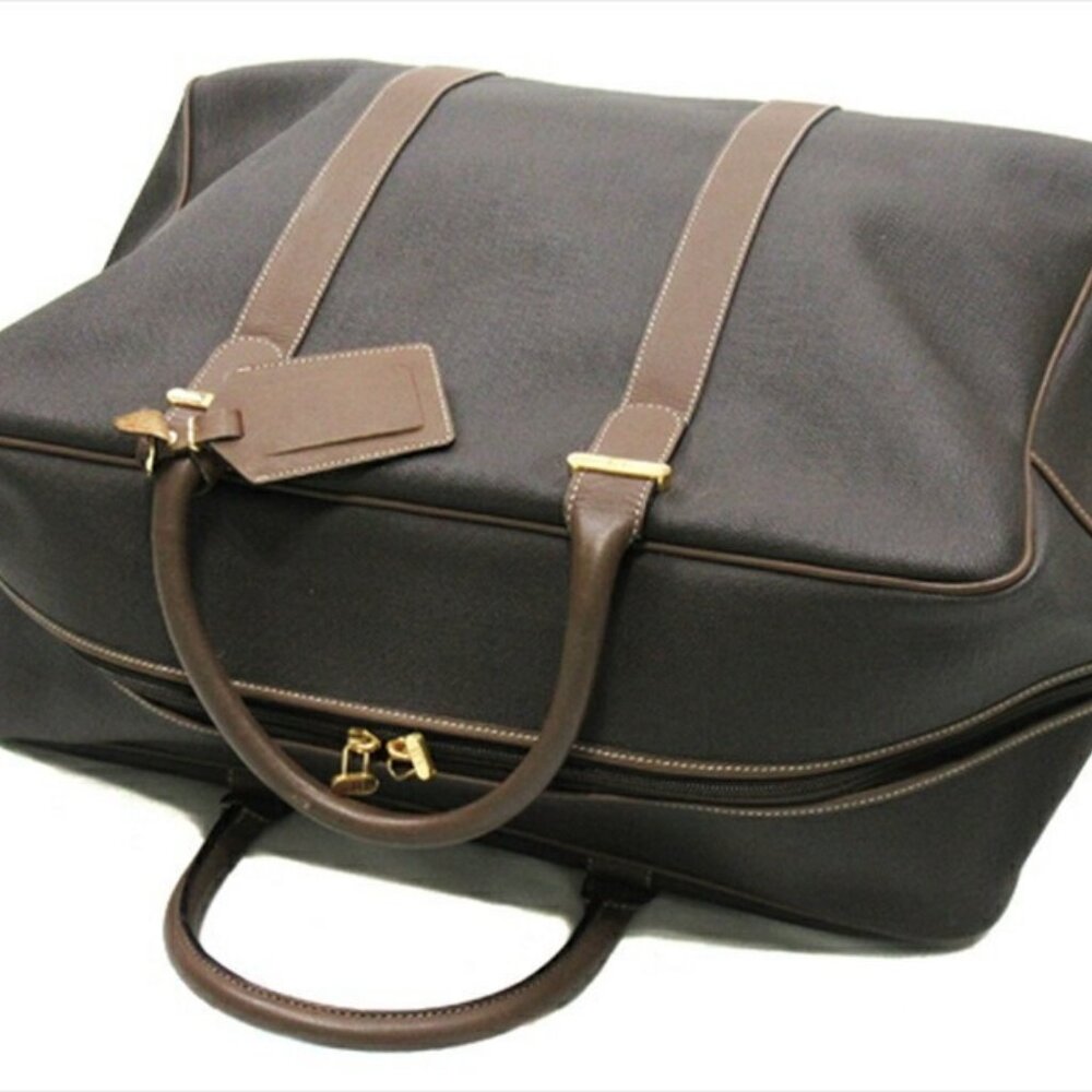 Dunhill Boston bag Gray Brown Gold Women Authentic secondhand